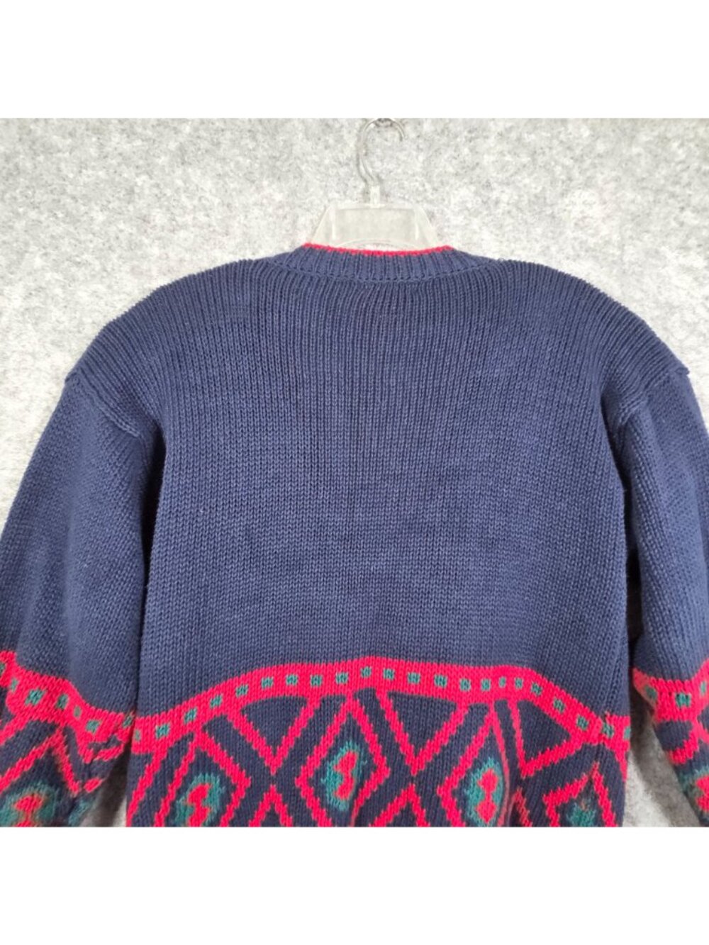 vintage Gina Peters blue knit button-down cardigan sweater V Neck Size L Preppy - Picture 7 of 8